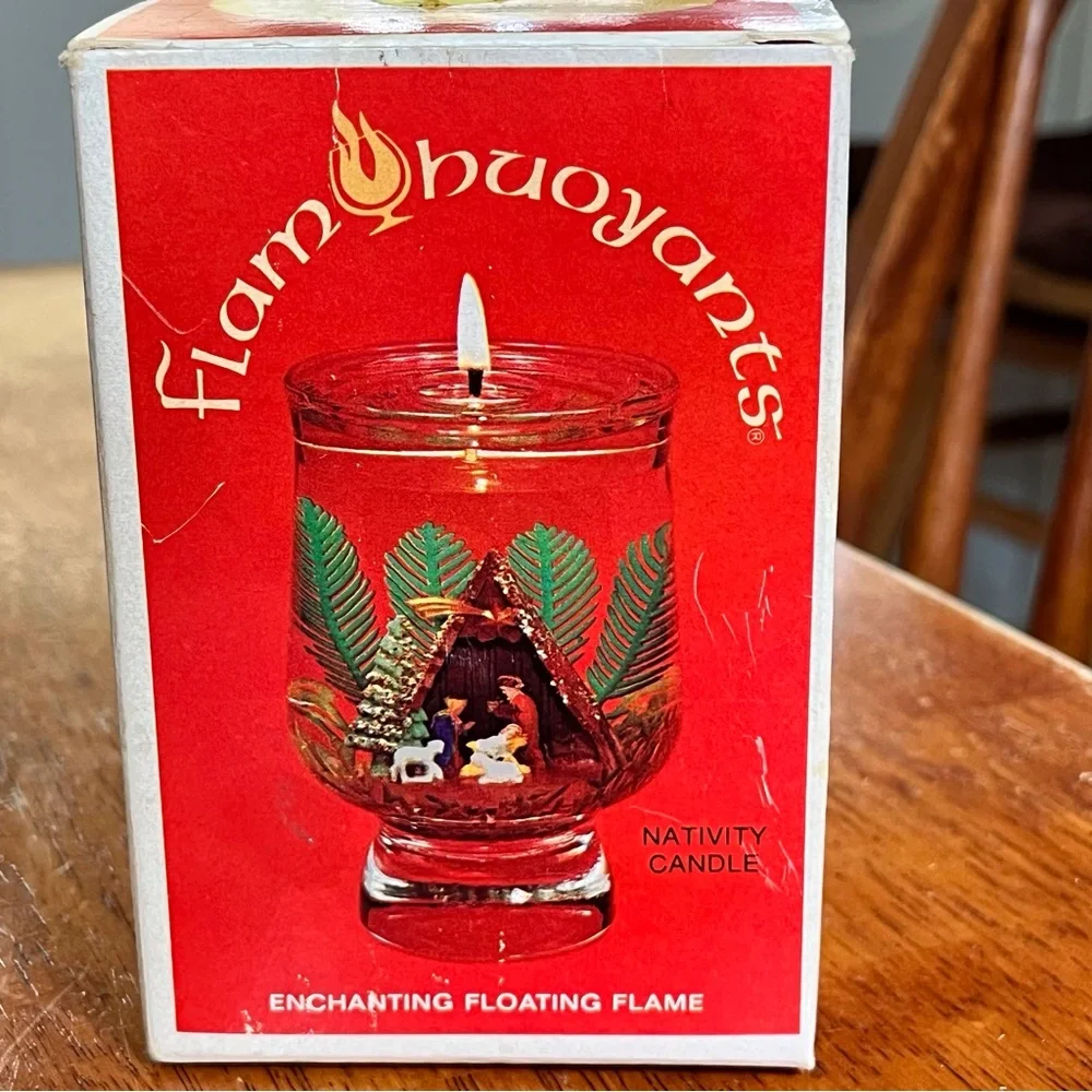 Vintage Christmas Nativity Floating Flame Candle Flambuoyants